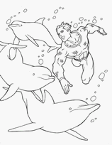 coloriage dauphins nageant avec homme